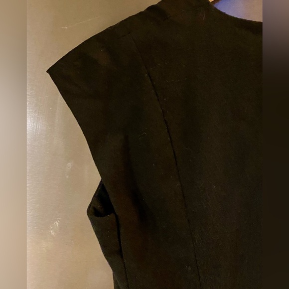 Rare Vintage 50s Pauline Trigère Wool crepe black couture LBD Cocktail dress M 8 - Picture 13 of 16